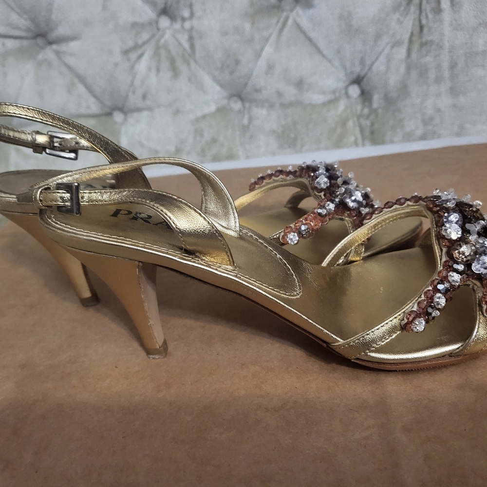 Authentic Prada metalic gold with crystals sandal - Picture 5 of 8